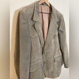 Vintage Pioneer Wear Leather Sport Coat Blazer Jacket Gray Size 46L Western 70’s